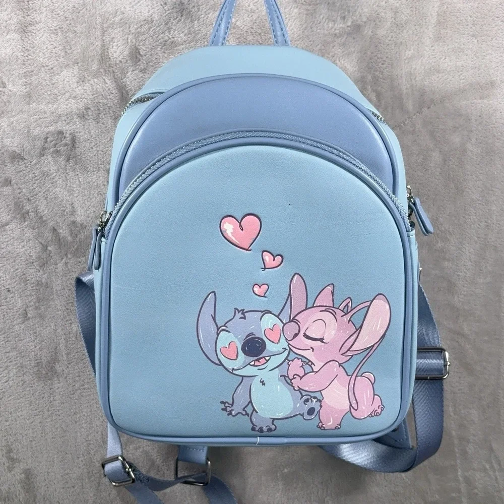 Loungefly Disney Lilo & Stitch Stitch Angel Couple Mini Backpack Hearts Blue